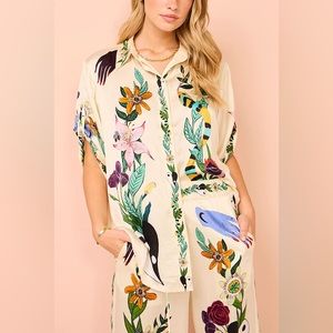 Satin Printed Pant Set - Alemais Inspired - XL